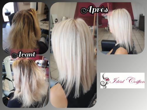 Avant / Après Mèches blondes avec patine pour un beau blond polaire 😊 #alteregoitaly #blondpolaire