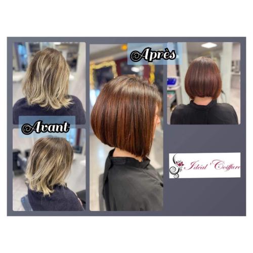 Avant/Après  Racine châtain cuivré avec une touche de lumière en longueur blond clair cuivré   Rafraîchissement par un beau carré plongeant  #alteregoitaly #cuivre #transformation #carreplongeant #luminosité #brillance